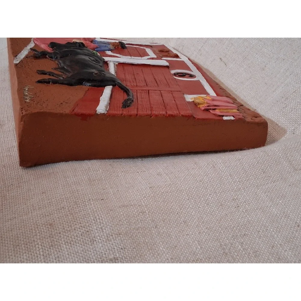 Ceramica Maruiz Spanish Bullfight Terracotta Wall Plaque Matador Bull Art 553